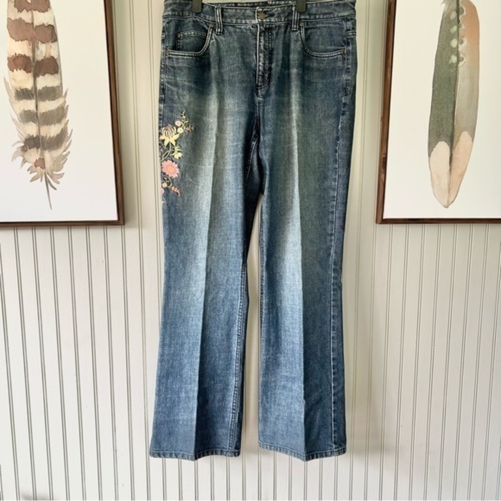 Bootcut Floral Embroidered Medium Wash Jeans Liz Claiborne